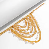 Long Tassel Pearl Chain Anklets for Women