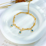 316L Stainless Steel Double Layer Eyes Anklet For Women