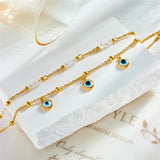 316L Stainless Steel Double Layer Eyes Anklet For Women