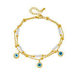 316L Stainless Steel Double Layer Eyes Anklet For Women