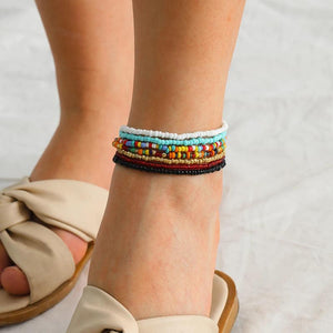 Boho Seed Beaded Anklet Bracelets Elastic Ankle Barefoot Foot