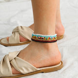 Boho Seed Beaded Anklet Bracelets Elastic Ankle Barefoot Foot