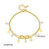 Stainless Steel Star Pearl Number 8 Anklet Multilayer Chains Jewelry Gift