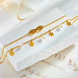 Stainless Steel Star Pearl Number 8 Anklet Multilayer Chains Jewelry Gift