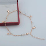 FJ Extended Long Anklet Women 585 Rose Heart Star Glass Chains