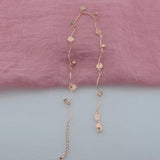 FJ Extended Long Anklet Women 585 Rose Heart Star Glass Chains