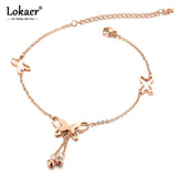 Delicate Butterfly Pendant Anklet Stainless Steel Zirconia A19033