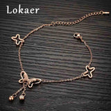 Delicate Butterfly Pendant Anklet Stainless Steel Zirconia A19033
