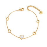 Stainless Steel Flower Charm Anklet for Girls