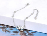 Boho Love Heart Charm Stainless Steel Anklet CZ Crystal Foot Jewelry
