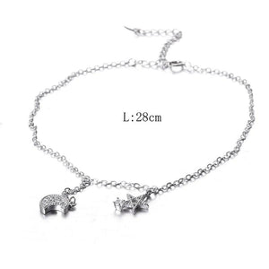 Crystal Star & Moon Platinum Plated Anklets Summer Gift