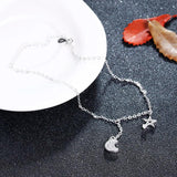 Crystal Star & Moon Platinum Plated Anklets Summer Gift
