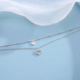 MENGYI Silvery Heart Shaped Dangle Anklet for Women