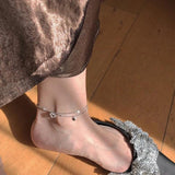 MENGYI Silvery Heart Shaped Dangle Anklet for Women