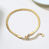 Flat Snake Chain Anklet for Women Metal Adjustable Herringbone Link Chain