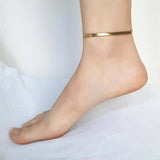 Flat Snake Chain Anklet for Women Metal Adjustable Herringbone Link Chain