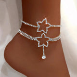 Silver Crystal Star Heart Anklets Bling Rhinestone Foot Jewellery