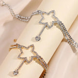 Silver Crystal Star Heart Anklets Bling Rhinestone Foot Jewellery