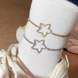 Silver Crystal Star Heart Anklets Bling Rhinestone Foot Jewellery
