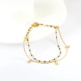 Women's Snake Double Chain Anklet with Star Crystal Beads
