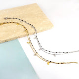 Women's Snake Double Chain Anklet with Star Crystal Beads