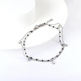 Women's Snake Double Chain Anklet with Star Crystal Beads