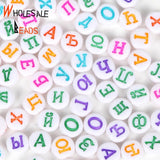 A-Z 7mm Mix Letter Acrylic Beads Number Round Flat Alphabet Spacer Beads