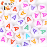 A-Z 7mm Mix Letter Acrylic Beads Number Round Flat Alphabet Spacer Beads