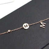 Zircon M Letters Hollow M Rose Anklet Titanium Steel Jewels Women