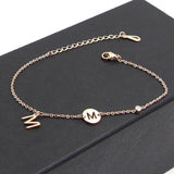 Zircon M Letters Hollow M Rose Anklet Titanium Steel Jewels Women