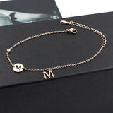 Zircon M Letters Hollow M Rose Anklet Titanium Steel Jewels Women