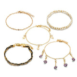 Crystal Stone Tassel Anklets for Women Charm Star Foot Chain Bohemain Jewelry