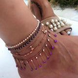 Crystal Stone Tassel Anklets for Women Charm Star Foot Chain Bohemain Jewelry