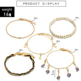 Crystal Stone Tassel Anklets for Women Charm Star Foot Chain Bohemain Jewelry