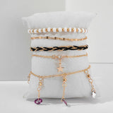Crystal Stone Tassel Anklets for Women Charm Star Foot Chain Bohemain Jewelry