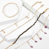 Crystal Stone Tassel Anklets for Women Charm Star Foot Chain Bohemain Jewelry