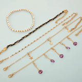 Crystal Stone Tassel Anklets for Women Charm Star Foot Chain Bohemain Jewelry