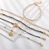 Summer Shell Scallop Beaded Anklets for Women Chain Rope Jewelry 8007