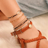 Summer Shell Scallop Beaded Anklets for Women Chain Rope Jewelry 8007