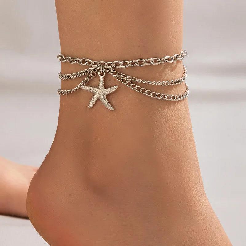 Punk Tassel Silver Chain Anklet Beach Jewelry