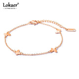 Rose Stainless Steel Butterfly Anklets Bohemia Chain Summer Jewelry