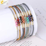 CSJA Natural Stone Round Bead Anklet for Women Reiki Woman Anklets Jewelry