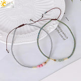 CSJA Natural Stone Round Bead Anklet for Women Reiki Woman Anklets Jewelry