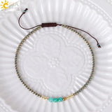 CSJA Natural Stone Round Bead Anklet for Women Reiki Woman Anklets Jewelry