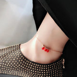 Red Stone Anklet Titanium Steel Jewelry Woman Gift