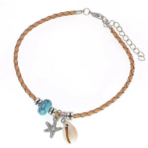 BOHO Leather Anklets for Women Girls Foot Jewelry Beach Bracelet Anklet