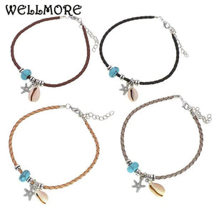 BOHO Leather Anklets for Women Girls Foot Jewelry Beach Bracelet Anklet