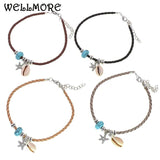 BOHO Leather Anklets for Women Girls Foot Jewelry Beach Bracelet Anklet