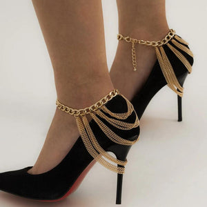 Punk Layered Anklet for Women Fringe Chain Party Wedding Jewelry