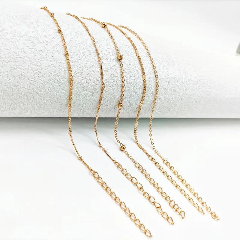 5PCS Metal Round Bead Anklet Set Chain Beach Jewelry